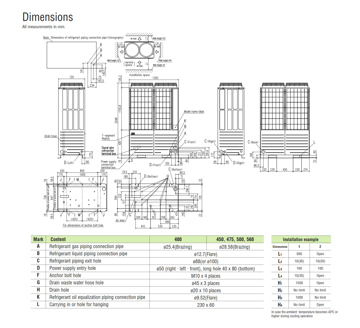 Heat pump combination systems 42, 44, 46, 48, 50, 52, 54, 56, 58, 60HP (120.0kW~168.0kW)